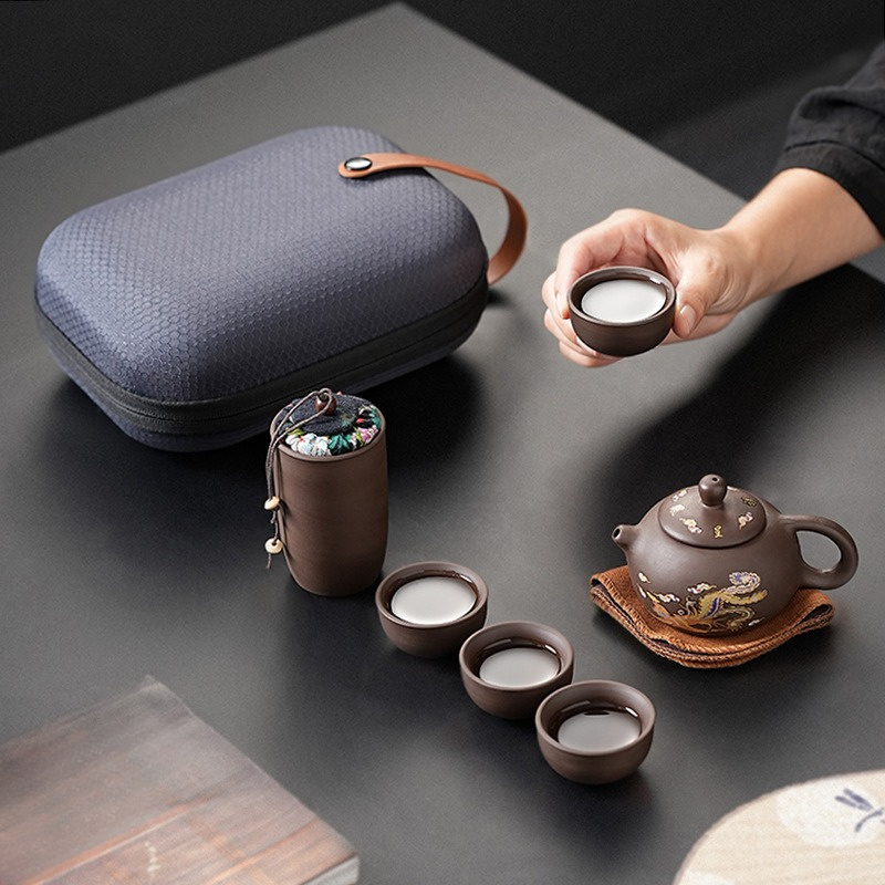 طقم شاي سفر من الطين الأرجواني - مراجعة Korean Tea Set وسعره