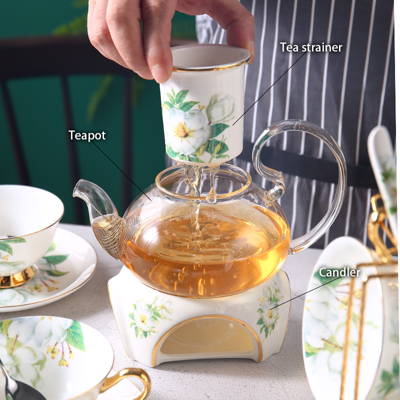 الذهب البطانة العظام مجموعة شا - مراجعة Korean Tea Set وسعره